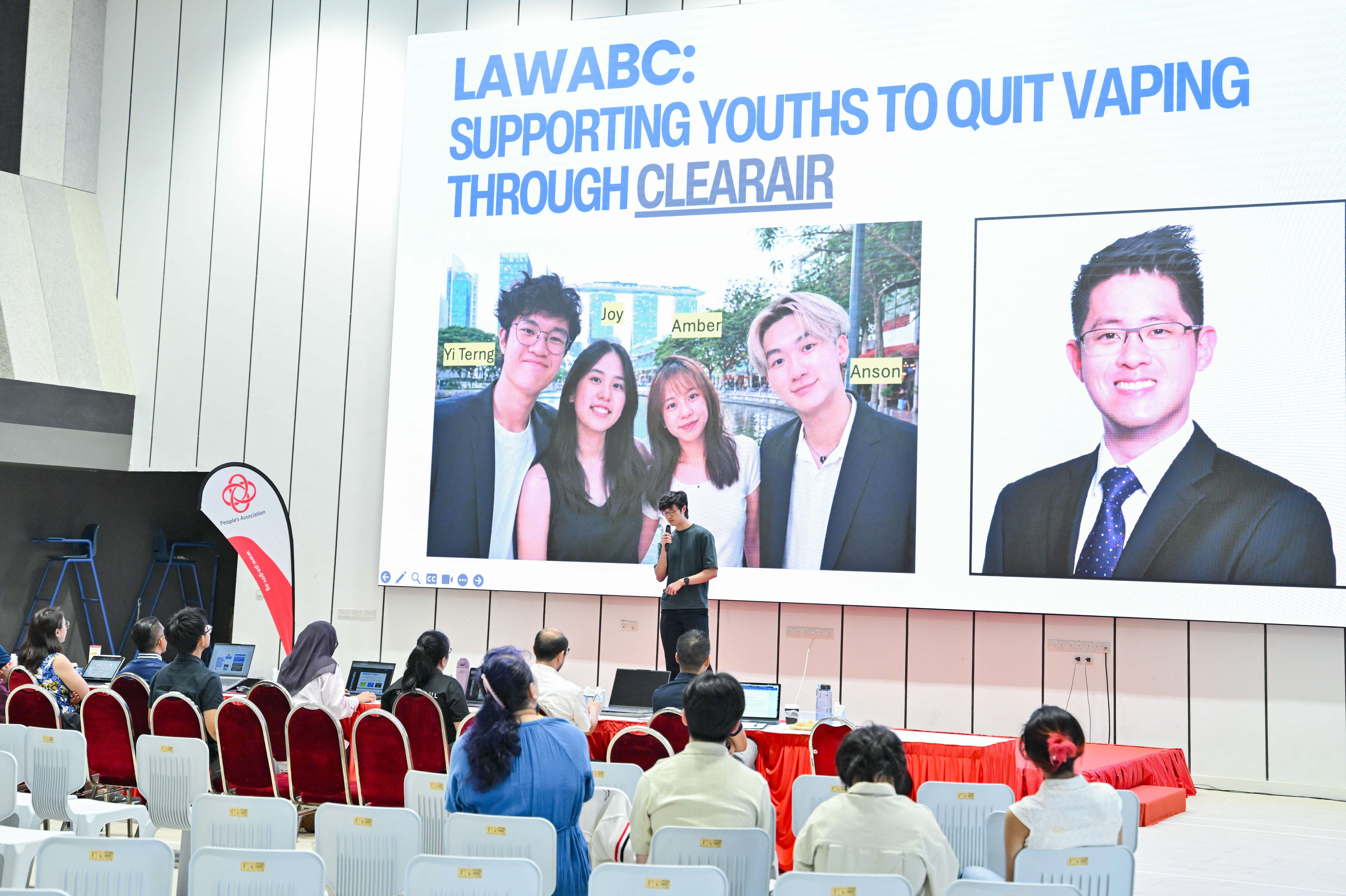 Student from LAWABC group giving a presentation
